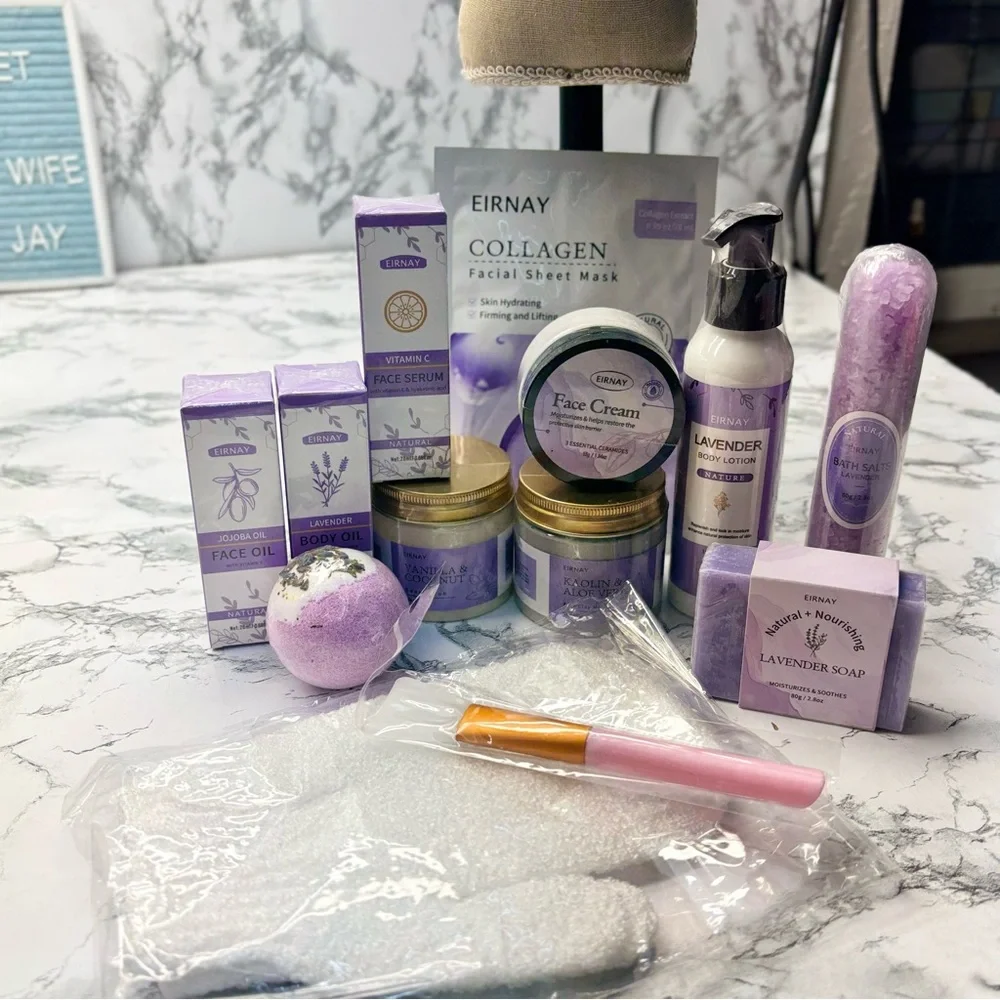 Spa Day Gift set Lavender Face Oil & Serum Set Bath Relaxing